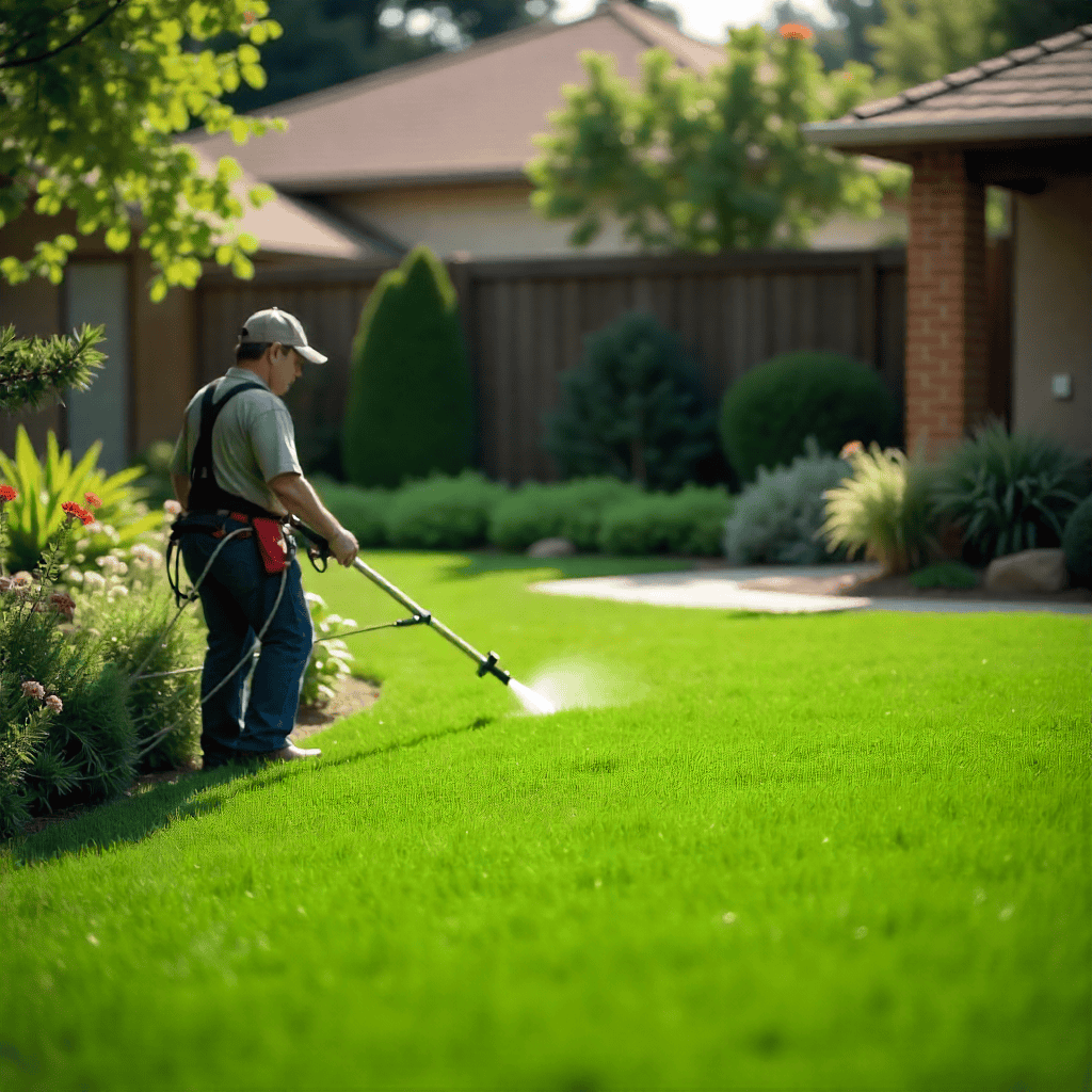 Lawn specialists applying eco-friendly treatments
